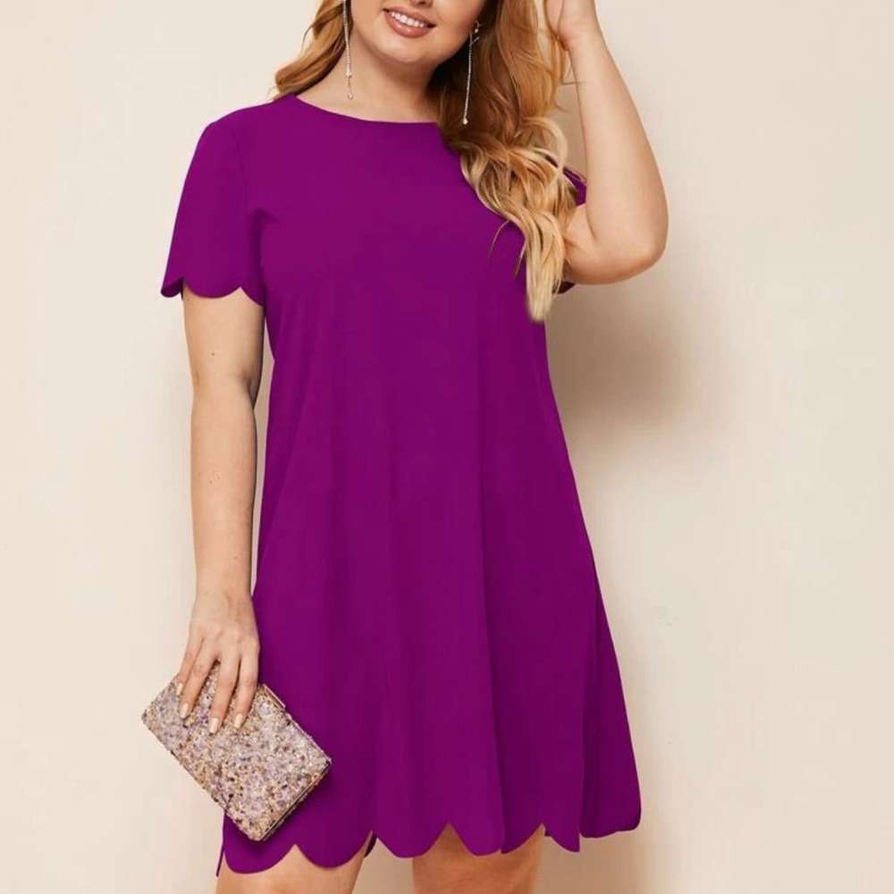 Purple scallop detailed dress